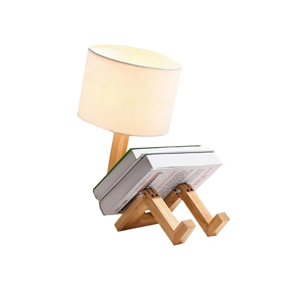 110 220 В Современный Робот Деревянная Настольная Лампа с Детскими Книжными Полками