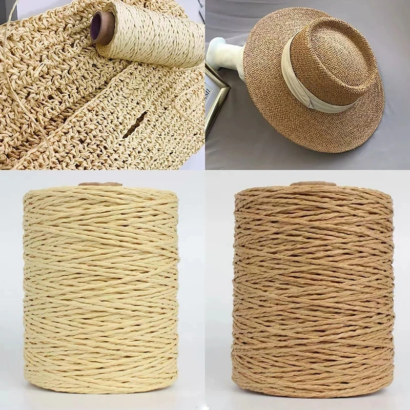 

280-300Meters/roll Colorful Threads Natural Raffia Straw Yarn For Hand Knit Crochet Hat Handbag Cushion Basket Knitting Material