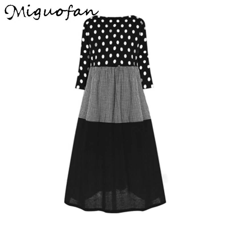 

Miguofan Maxi Dresses Women Polka Dot Print Patchwork Red Yellow Ladies Summer Beach Casual Party Long Plus Dress Female 2021