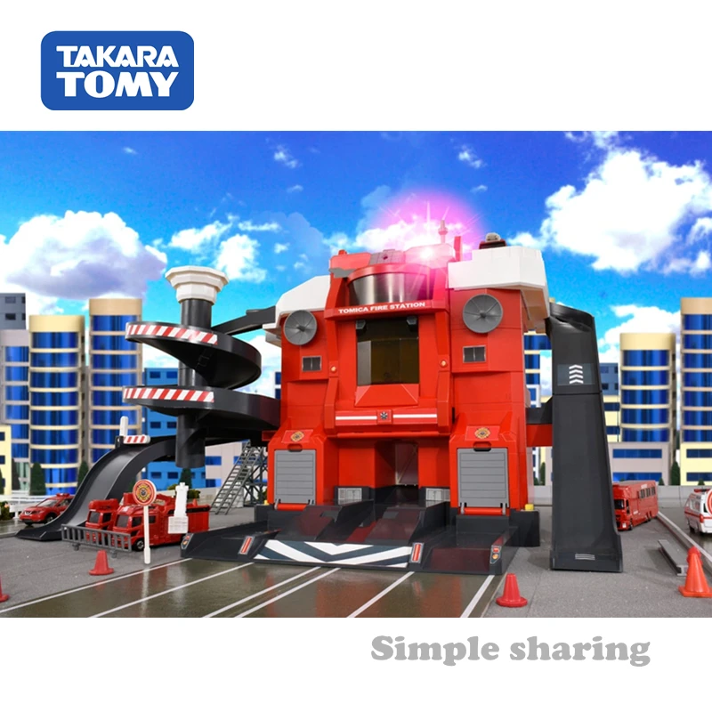 Takara Tomy Tomica трансформер модель пожарной станции комплект литой миниатюрный