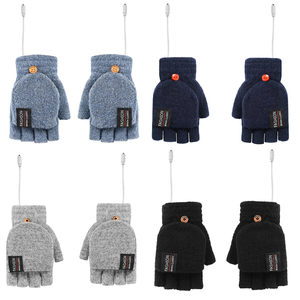 

USB Electric Heated Gloves Double-Sided Heating Gloves Mittens Rechargable Waterproof Adjustable Temperature Cycling Skiing