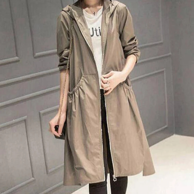 

Plus Size M-4XL Long Maternity Coat Zipper Big Pocket Pregnant Women Outwear Jackets Hooded Korean Maternity Clothes 2021 Spring