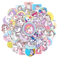 103050100pcs colorful cute unicorn anime stickers car travel guitar laptop fridge diy classic toy kid cartoon decal sticker