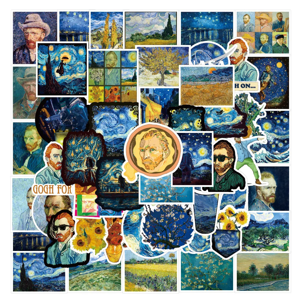 

10/30/50Pcs Van Gogh Oil Painting World Art Stickers Luggage Phone Notebook Laptop Suitcase Guitar Phone DIY Sticker for Kid Toy