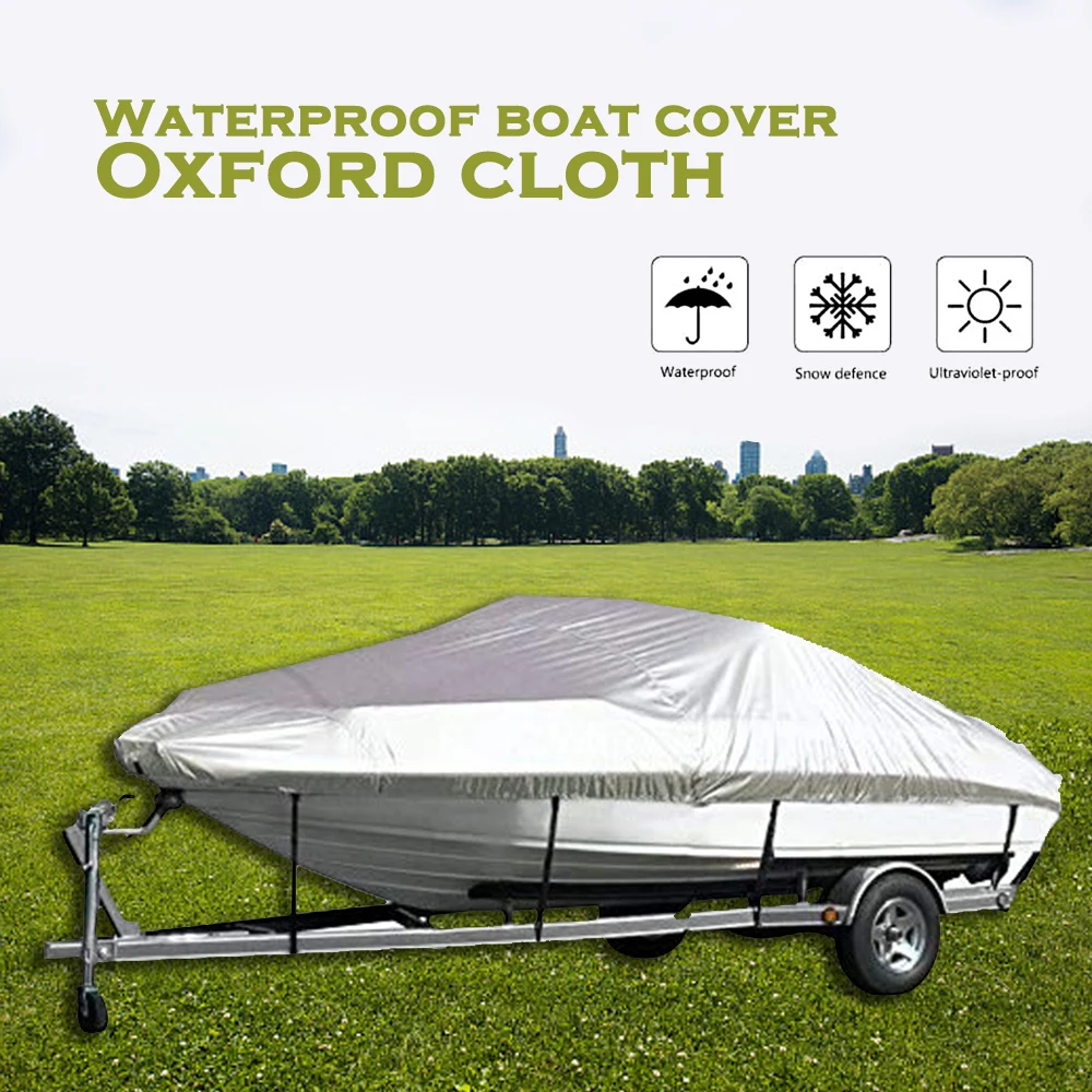 

Водонепроницаемый солнцезащитный чехол для лодки 11-22 фута с защитой от ультрафиолета 300D, сверхпрочный светоотражающий защитный чехол для л...