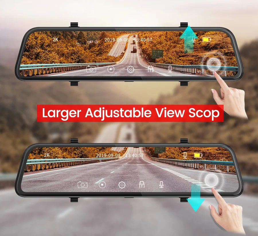 E-ACE A38 Автомобильный видеорегистратор 1" Сенсорное зеркало заднего вида 2K Dashcam с камерой заднего вида FHD 1080P Автомобильная камера с двумя объективами видео Dvr рекордер