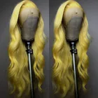 Парик Peluca с желтыми волосами, свободная часть, синтетический кружевной передний парик, для косплея, с натуральными волосами, волнистый, для чернокожих женщин, с выщипанной линией волос