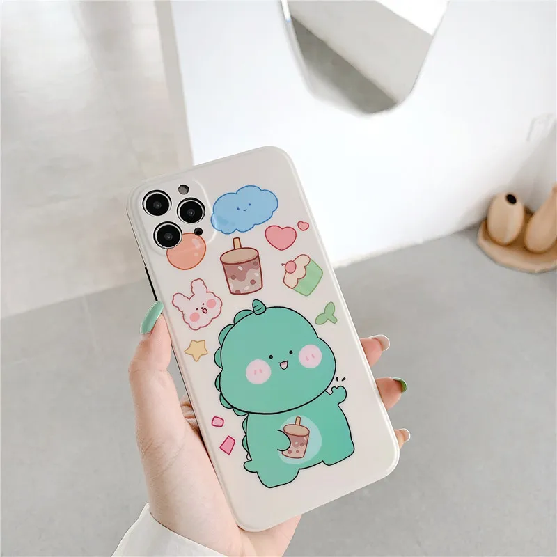 Cute Cartoon Dinosaur Phone Case For iPhone 11 Pro SE 2 Full Protection Soft Silicone Covers Capa X XR XS Max | Мобильные телефоны