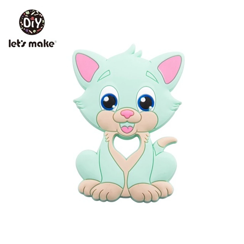 mint cat Давайте сделаем детский Прорезыватель для грызунов, 1 шт., 4-6 месяцев, кролик, животное, кролик, BPA бесплатно, сделай сам, пустышка, цепь, силиконовый прорезыватель, прорезыватель, игрушки для прорезывания зубов - Цвет: mint cat
