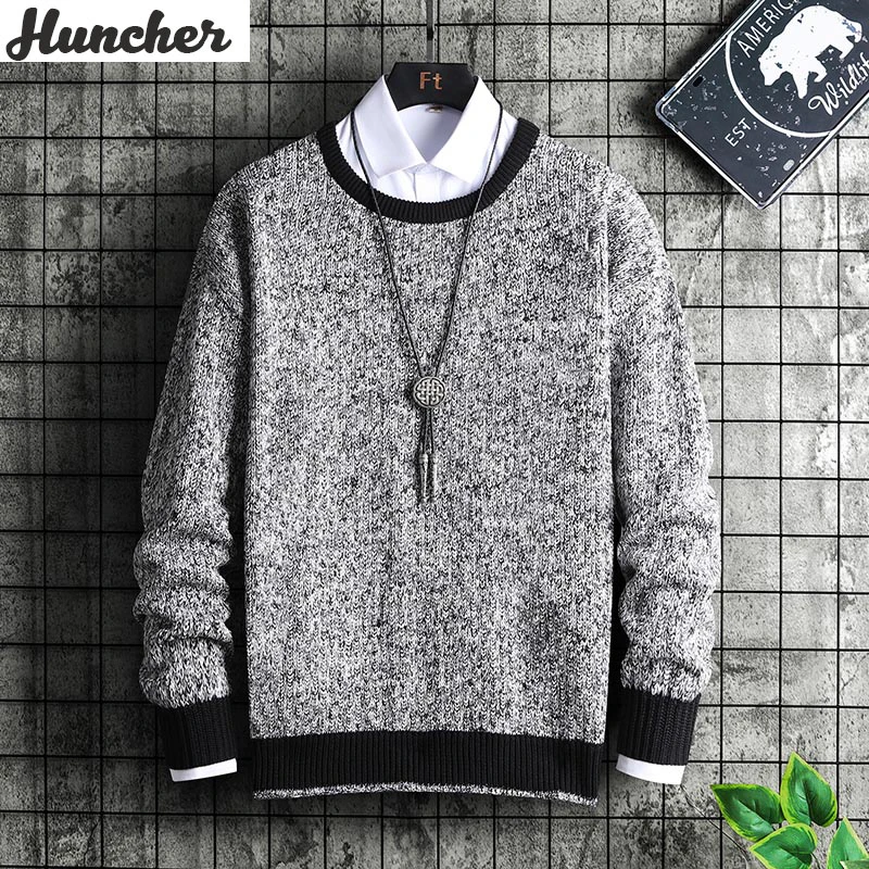 

Мужской свитер Huncher, мужской свитер с круглым вырезом, мужской повседневный джемпер в стиле ретро, модный свитер, мужские корейские свитера ...