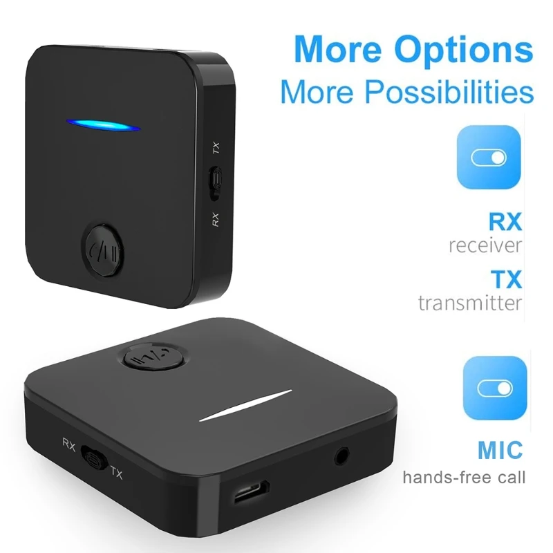 Bluetooth-compatible 5.0 Receiver Transmitter for Music Streaming AUX Port Small Piece Wireless Adapter for Car PC TV