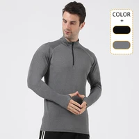 stand up collar zipper sports jacket mens solid color autumn and winter outdoor training long sleeved workout clothes