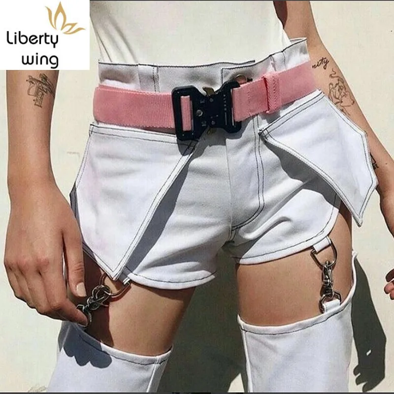 Женские джинсы в стиле панк белые рваные джинсовые брюки хип хоп с карманами