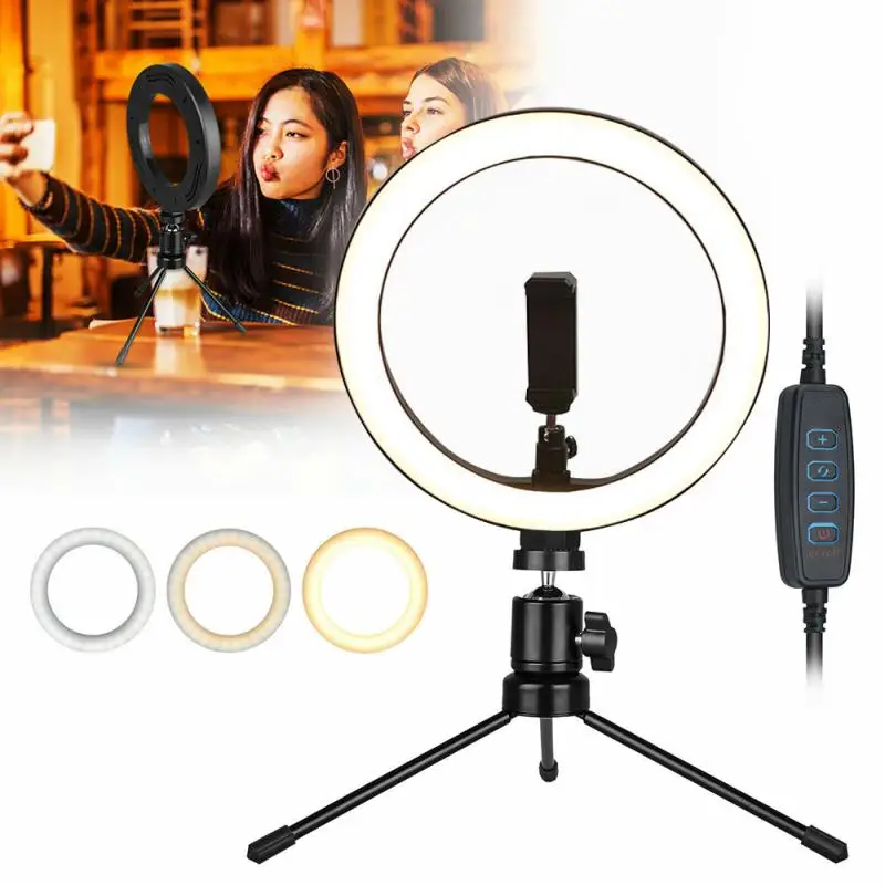 10 Inch LED Ring Light With Tripod Stand For IPhone Samsung Mobile Phone Mini Camera Holder Video Makeup Lighting | Электроника