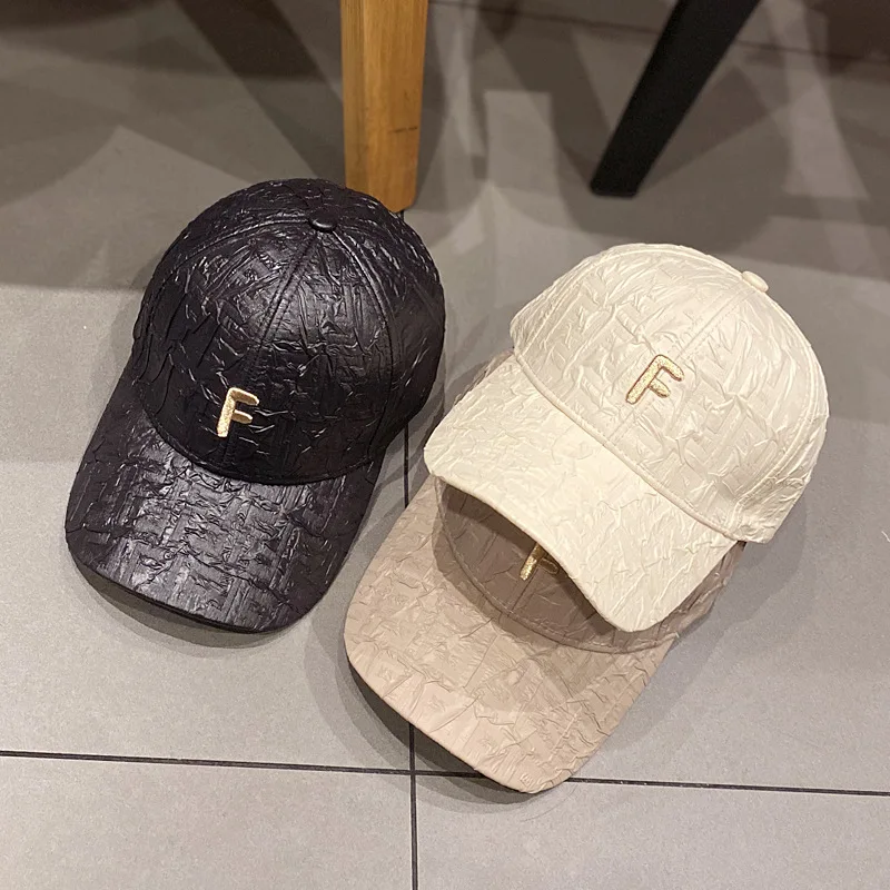 

Spring/summer new pleated corrugated baseball cap embroidered letters fashion versatile cap