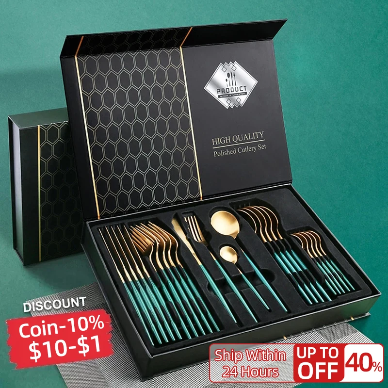 столовые приборы набор приборов высокого качества из золота 24 предмета столовых