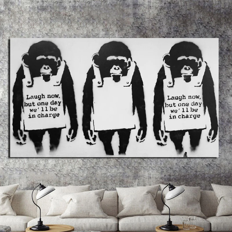 Бэнкси арт три Orangutans Картина на холсте принты гостиная украшение для дома