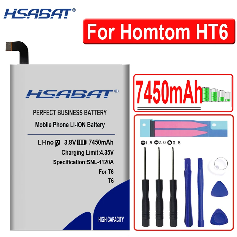 HSABAT батарея большой емкости 7450 мАч для HOMTOM HT6 и DOOGEE T6 и DOOGEE T6 Pro+ номер отслеживания