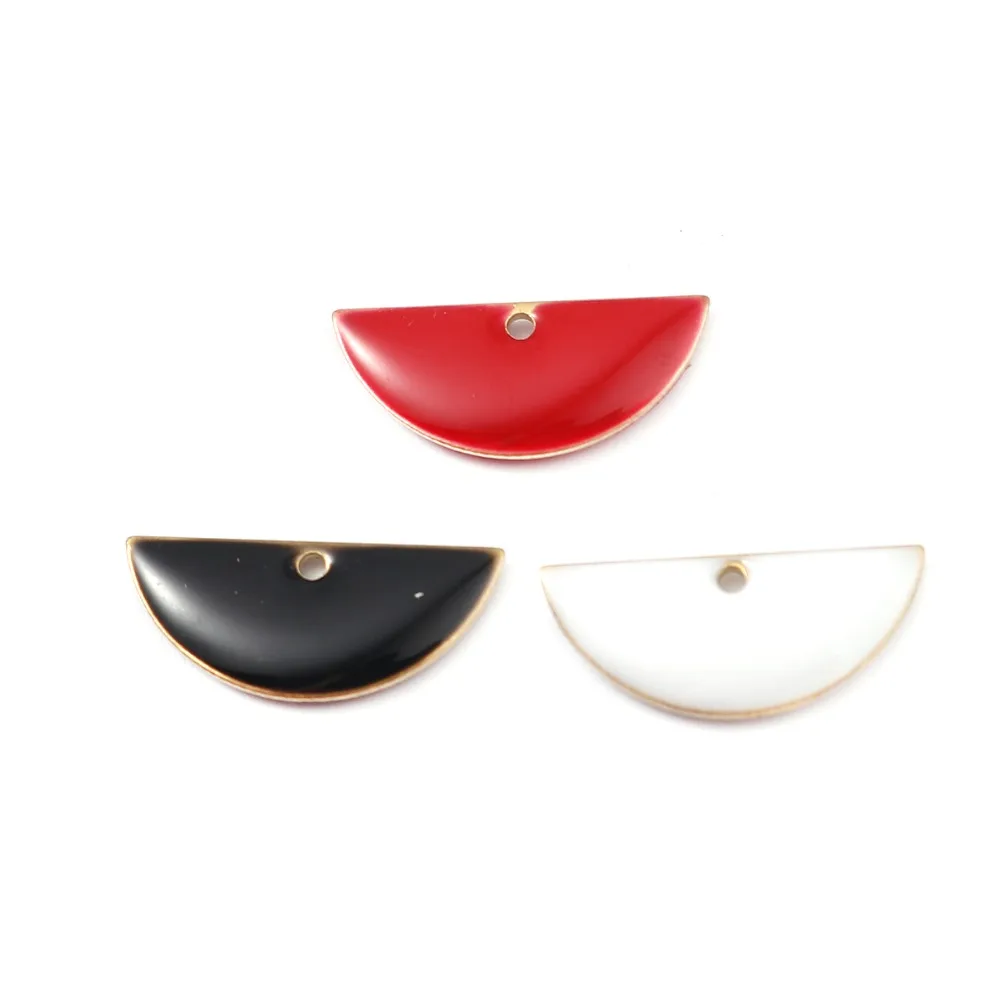 10 шт. простой Медь эмалированный Подвеска со стразами Половина круглые латунные