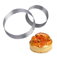6810cm stainless steel perforated tart mold ring tartlet circle cutter pie ring cake mousse molds cookies pastry bakewear