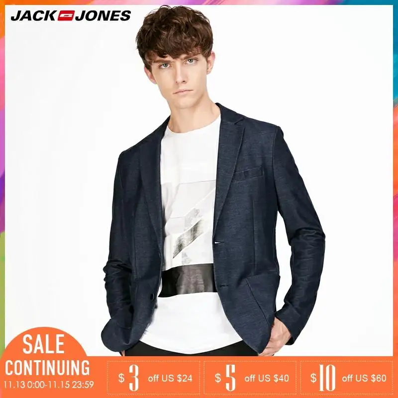 Jack Jones Марка 2018 Новинка мужский пиджак стильный и бизнесный фасон хлопок 59%
