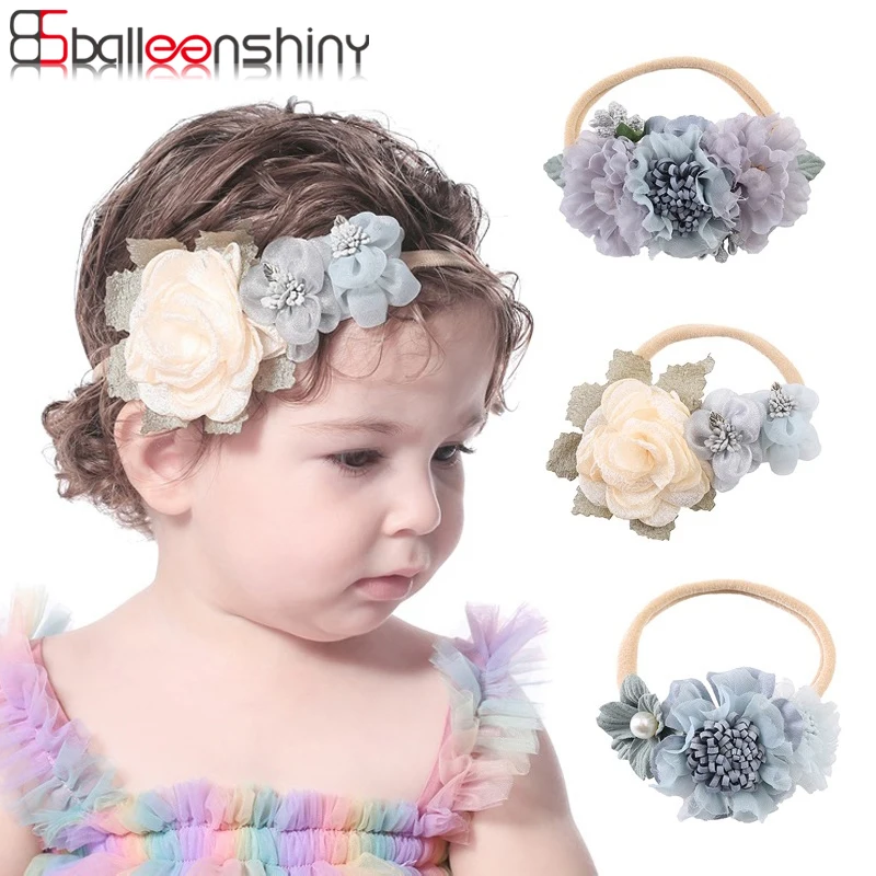 Balleenshiny с жемчугом из пряжи и тюля голубого фиолетового цветами для девочек