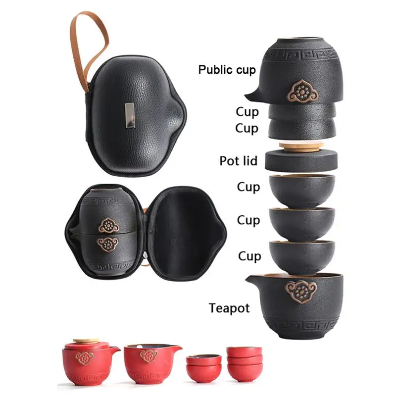 

Tea Cups Set Ceramic Portable Teapot Set Outdoor Travel Gaiwan Tea Cups Of Tea Ceremony Teacup Fine Gift Kung Fu Tea Set