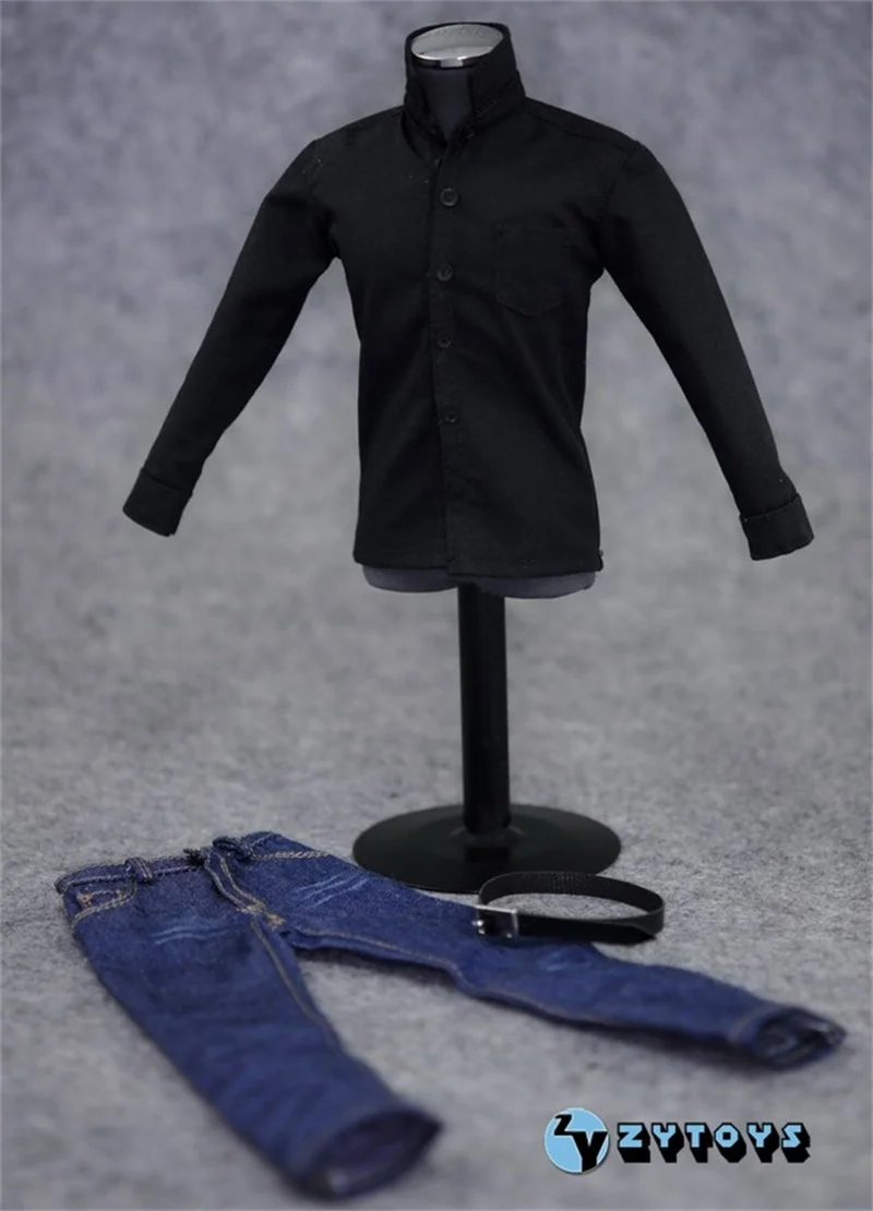 

Best Sell Scale 1/6th Fashion Black Trendy Shirt Jeans Pants Model For Usual 12inch Body Doll Accessories