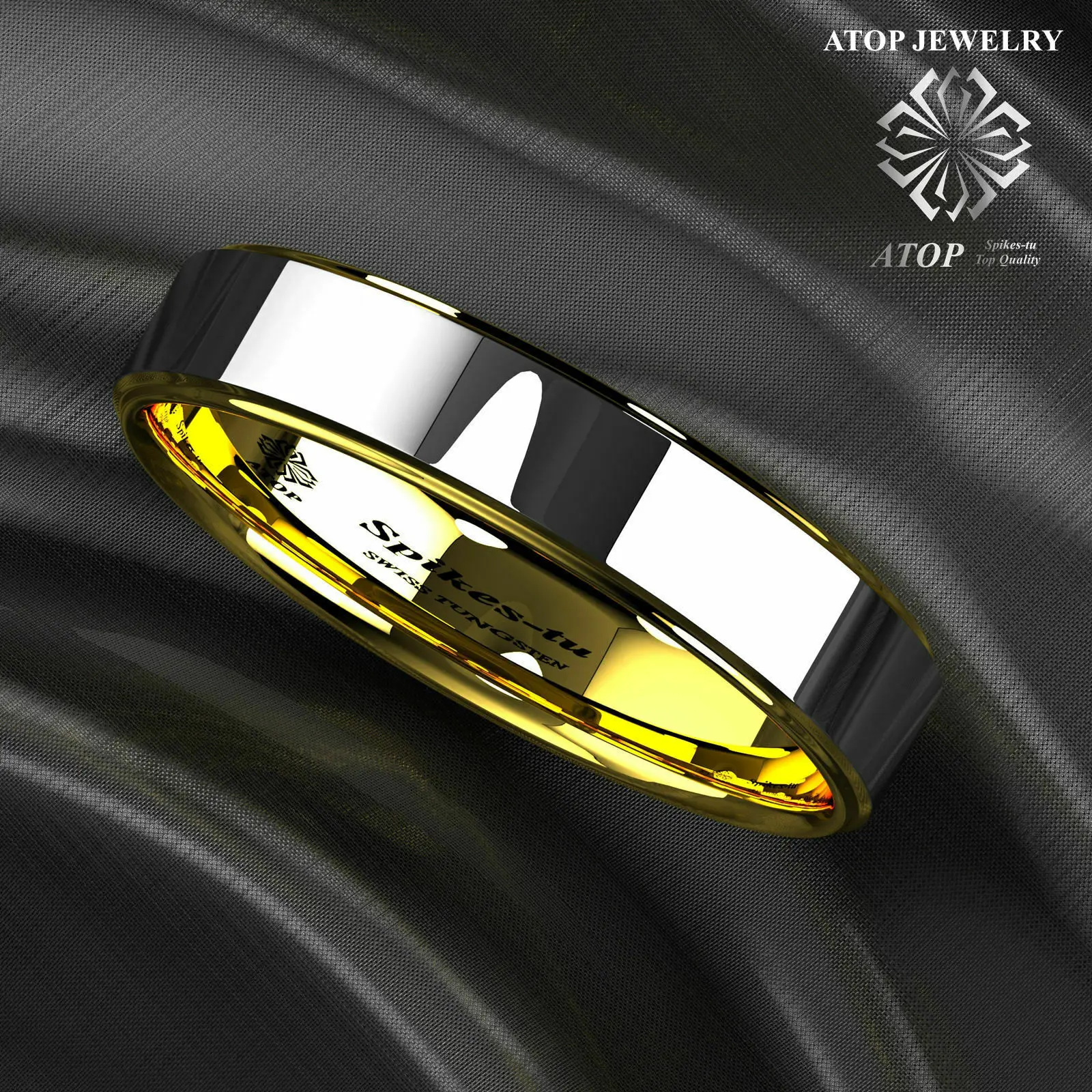 Вольфрамовое мужское кольцо Золотое обручальное 6 мм купол Свадебные украшения