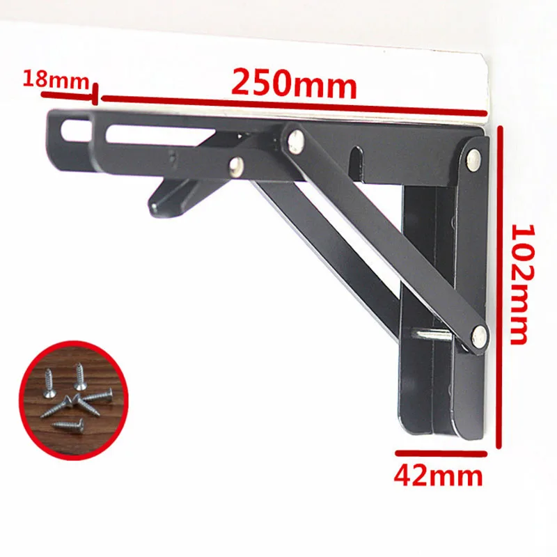 10 Inch Length 2 шт., 8-20 дюймов Длина сверхмощный декоративный Регулируемый черный треугольник настенное крепление складной стол поддержка полки кронштейны - Цвет: 10 Inch Length