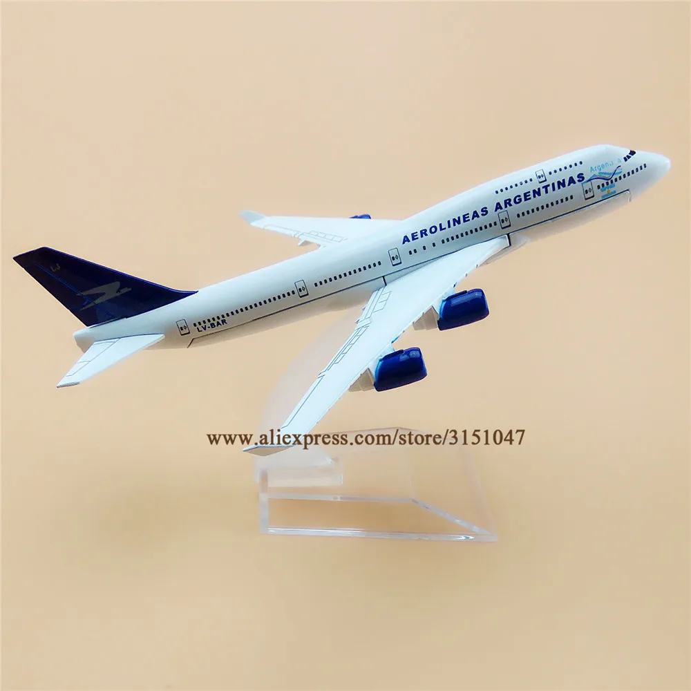 16 см авиационные самолеты из сплава серебристые авиакомпании Боинг 747 B747 400