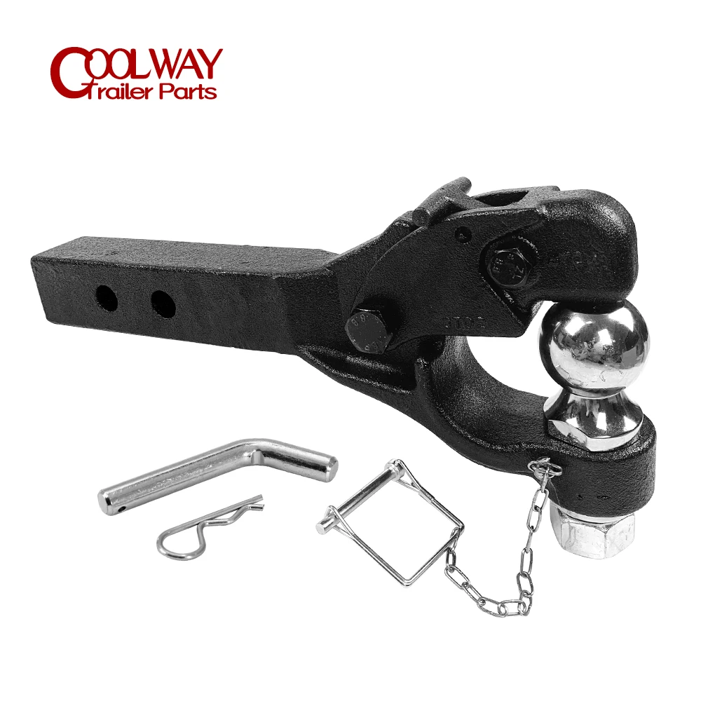 Heavy Duty CAP 8 TON 2 Inch Ball Long Shank 2-Hole Combo Pintle Hook Receiver Arm Hitch Towing 4WD Truck Trailer Parts