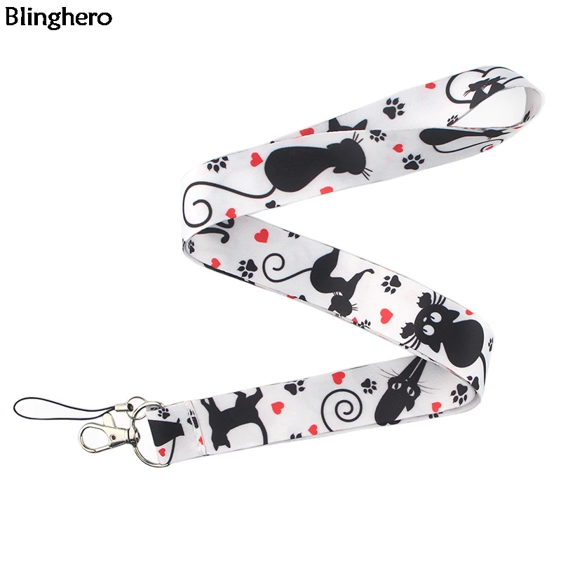 

Blinghero Cute Cats Print Lanyard Keys Phone Holder Kids Female Male Accessories Neck Straps Stylish Lanyards Hang Ropes BH0179