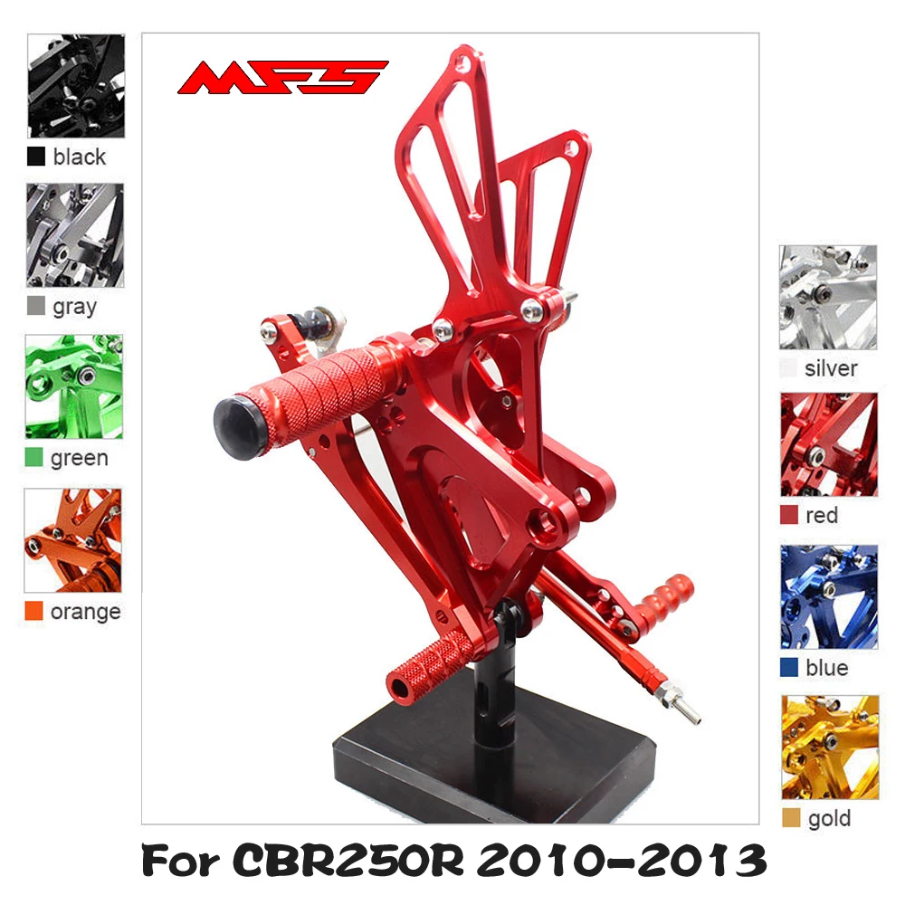 Регулируемые подножки для мотоцикла MFS черные титановые Honda CBR250R 2010 2011 2012