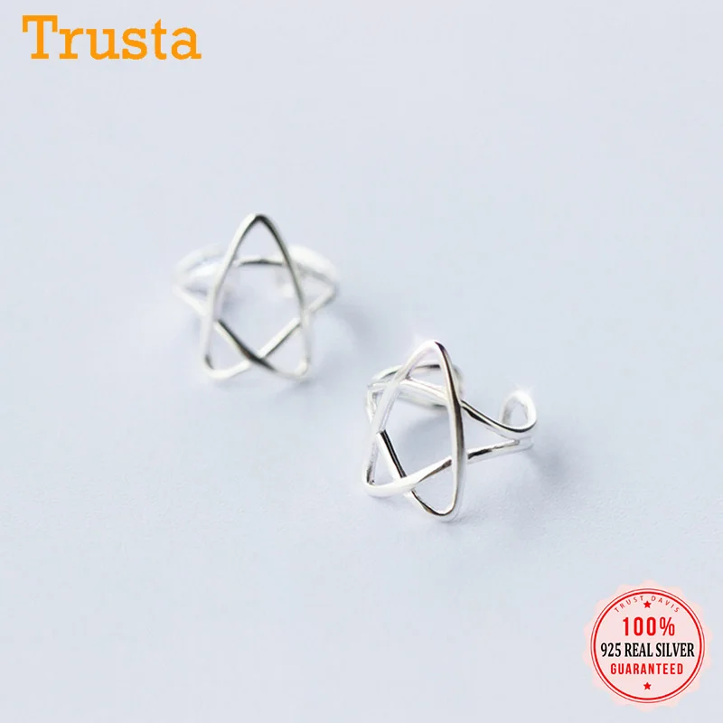 Женские квадратные серьги манжеты Trusta на клипсе без в стиле пирсинга с