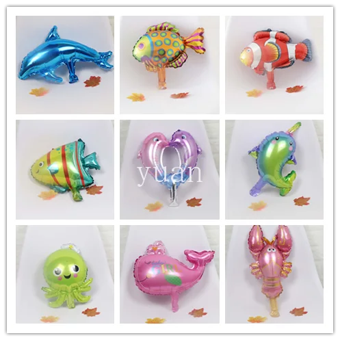 

10Pcs Mini Sea Animal Aluminum Balloon Theme Party Hippocampal Octopus Dolphins Shark Whale Lobster Starfish Party Decoration