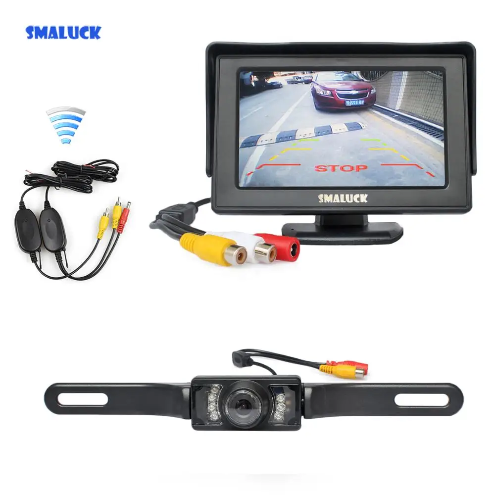 SMALUCK беспроводной 4 3 &quotцветной TFT ЖК монитор автомобиля + ИК ночного видения HD