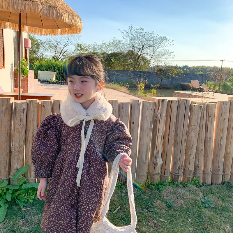 

Girls' Dresses For Autumn And Winter New Long Sleeved Children's Princess Dress Thickened Warm 2-7 Years Children's Clothing