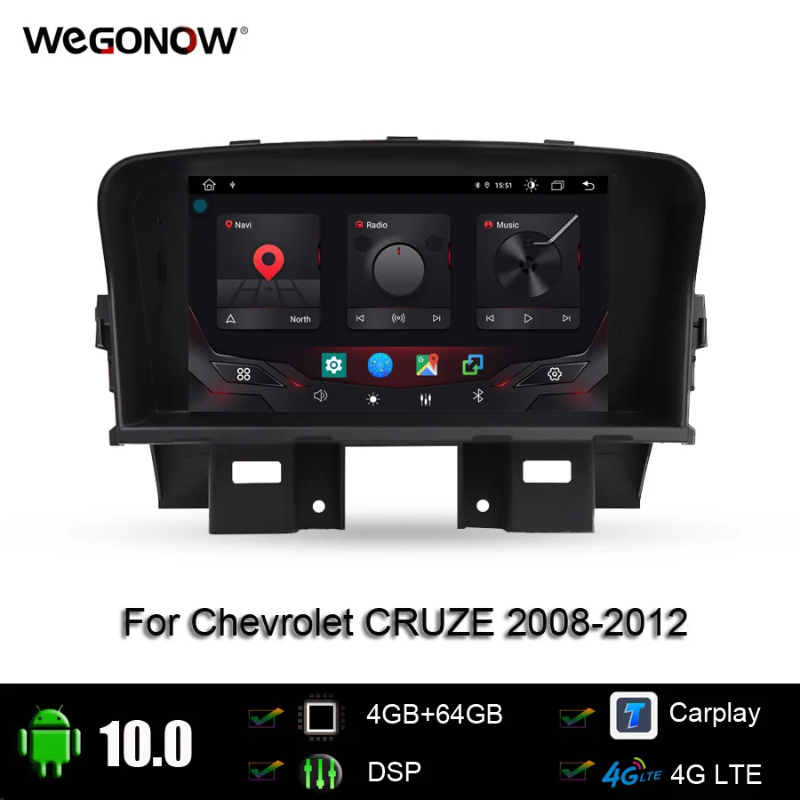 DSP IPS 7 дюймов Android 10 0 8 ядер 4 Гб 64 ГБ Автомобильный DVD-плеер GPS Carplay 4G LET Map WIFI Bluetooth