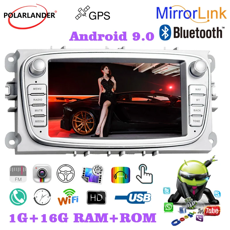 7-дюймовый емкостный сенсорный автомобильный радиоприемник 2 Din GPS WiFi Android IOS Airplay