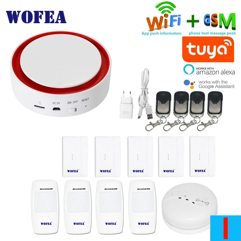 Зеленый Wofea Tuya Wifi GSM вспышка стробоскоп охранная сигнализация 110 дБ звук и светильник SMS автоматический набор приложение push работа с alexa google home - Цвет: Зеленый