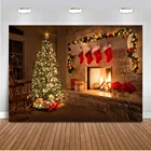 Рождественский фон для фотосъемки камин красные носки искусственное дерево семейное фото Рождественская фотосессия реквизит