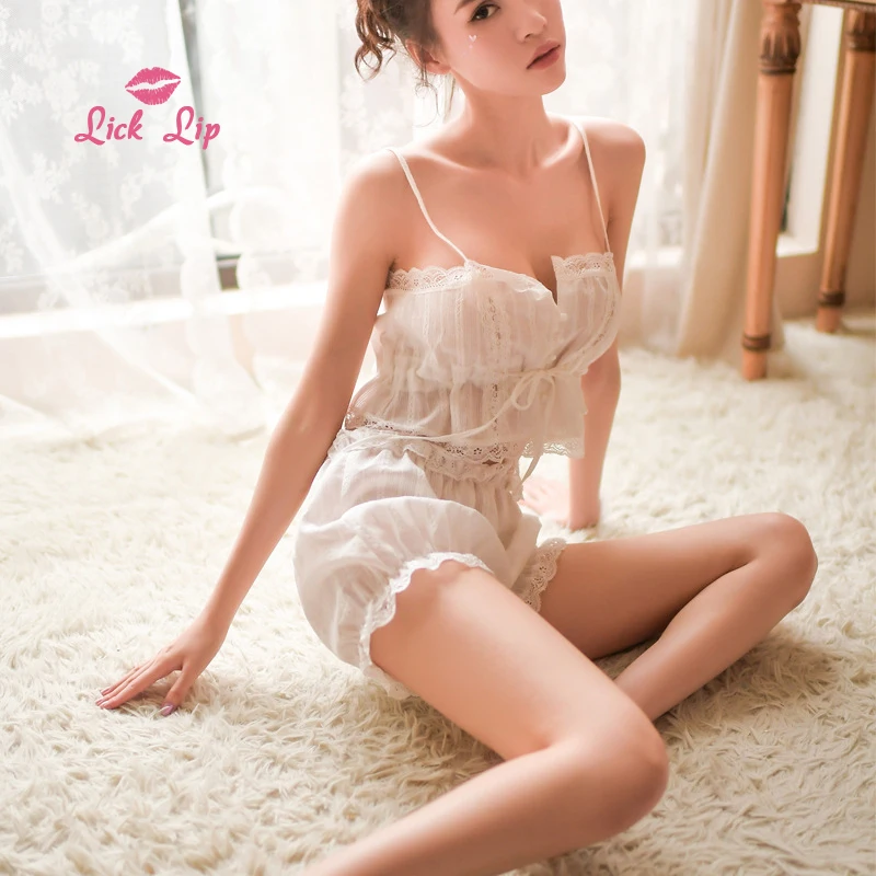 Lick/комплект одежды для сна с рисунком губ белая Хлопковая пижама на бретельках