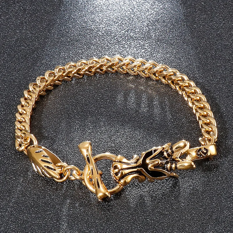 

Fashionable and simple street trend faucet bracelet, golden personality and versatile men's keel chain bracelet