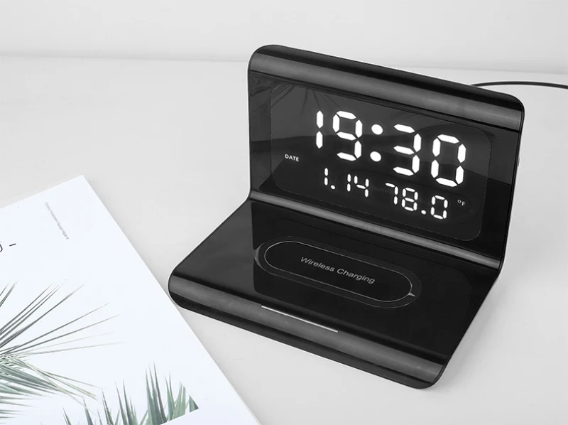 3 In 1 L Type Digital LED Display Electronic Alarm Clock Wireless Charger Fast Charging Desktop Mobile Phone Holder For HUAWEI | Мобильные