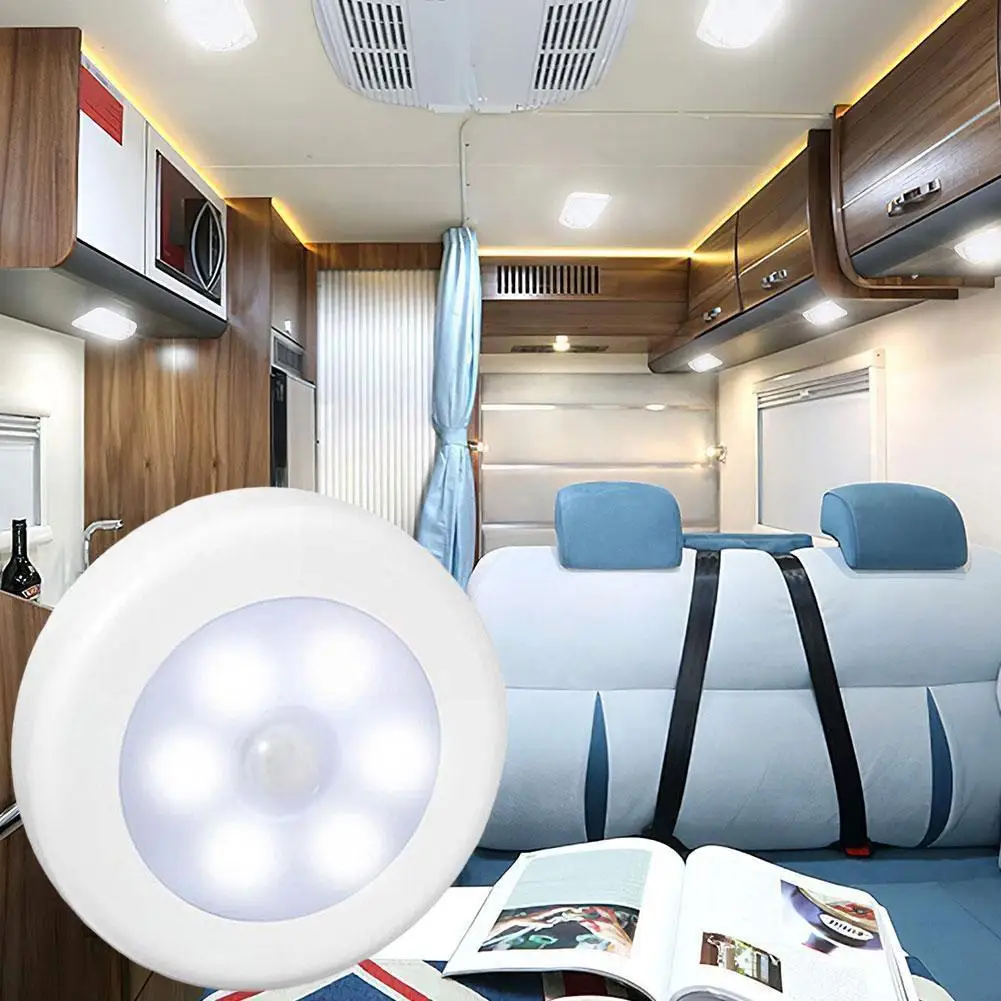 

Беспроводной круглый светодиодный ночник с датчиком движения, питание от батарейки, ночная лампа для шкафа, прикроватный светильник для сп...