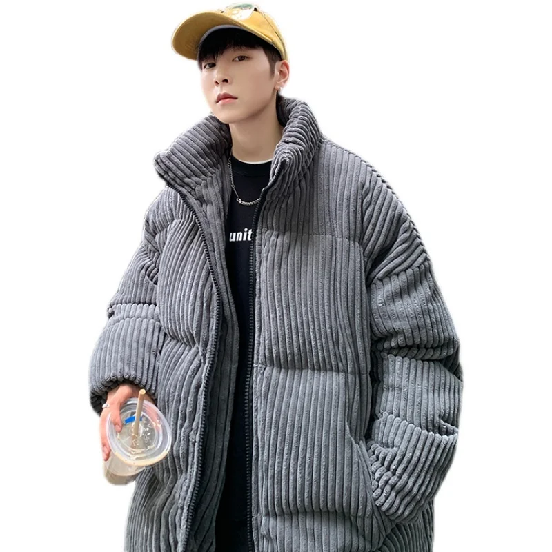 Winter Thickened Corduroy Jacket Men Warmth Fashion Retro Stand-collar Jacket Men Streetwear Loose Short Coat Mens Jackets M-2XL