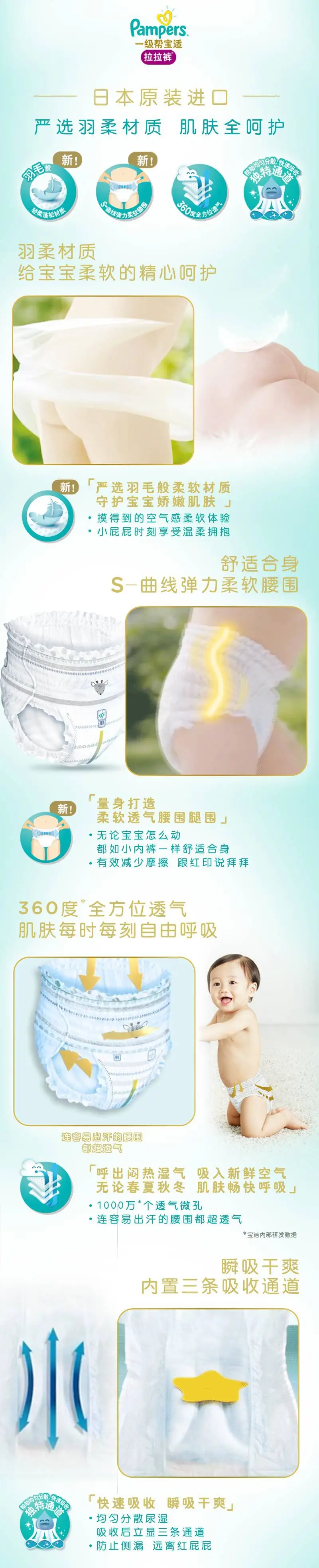 Pampers японские импортные подгузники XL40 шт Ультра-тонкие дышащие мужские и женские детские подгузники