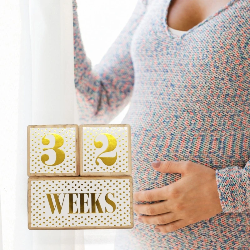 

1 Set Baby Age & Moments Pine Wooden Blocks Newborns First Year Memories Photography Photo Age Card Month Sticke