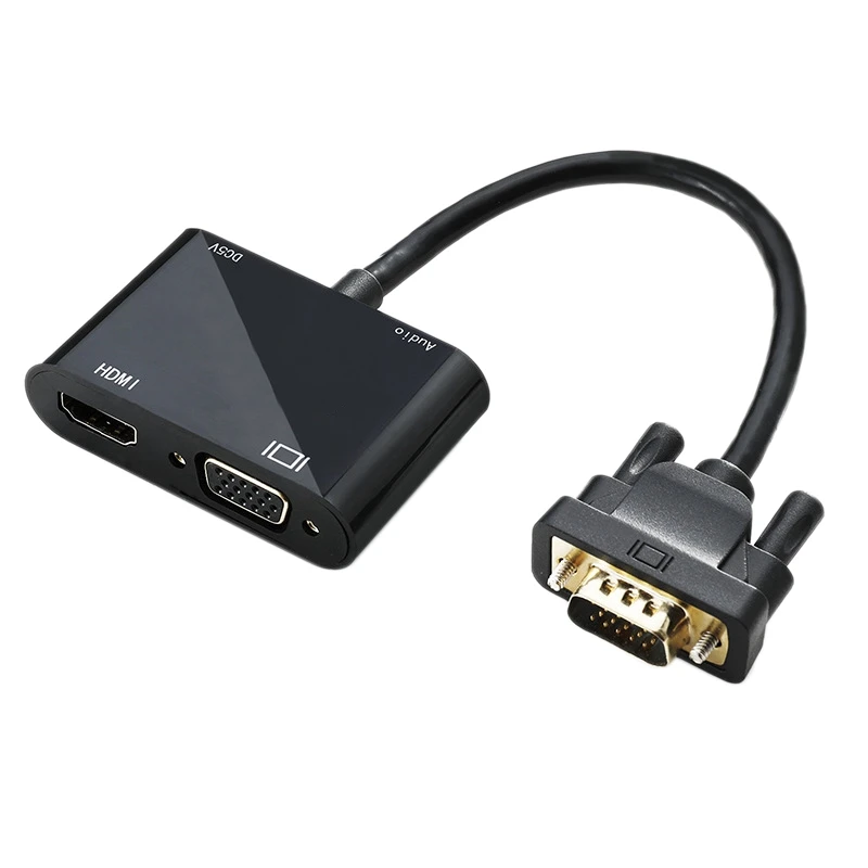 

Переходник VGA-VGA/HDMI 2-в-1, для компьютера, ноутбука, проектора, преобразователь VGA-HDMI, HD-монитор